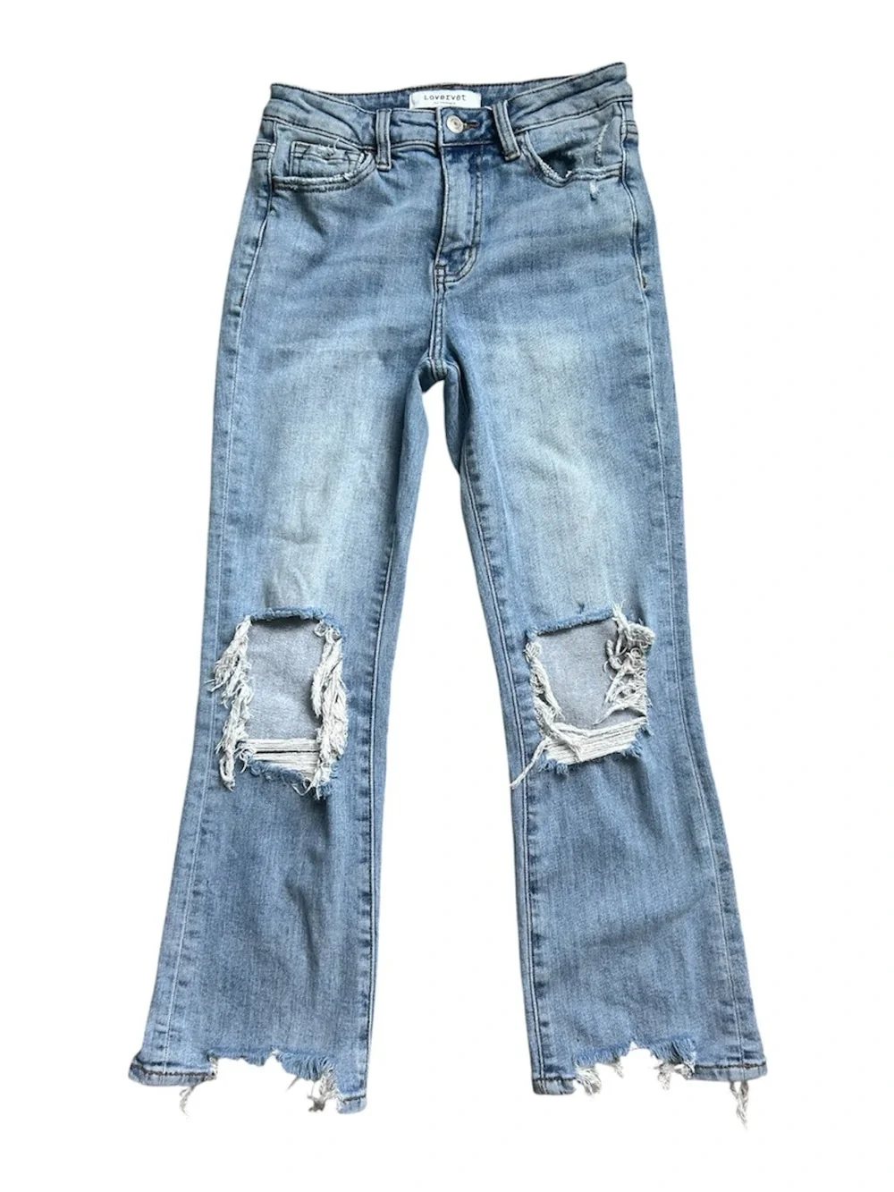 Lovervet by Vervet Distressed Cropped Mini Flate Jeans size 26/3